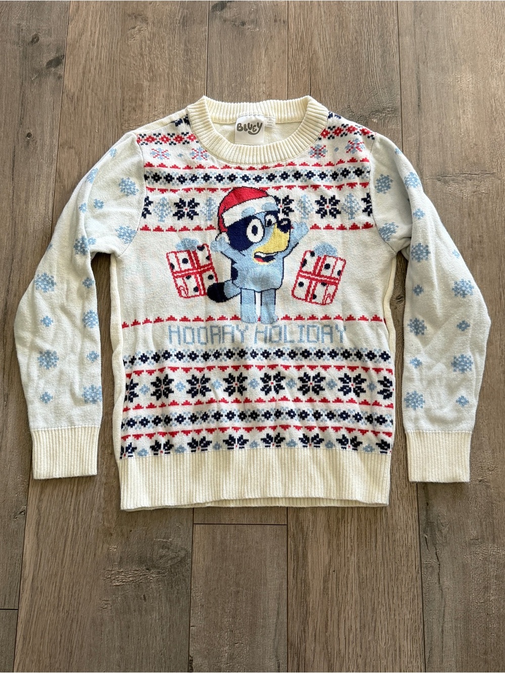 Bluey Off White Christmas Holiday Knit Crewneck Sweater Size 5T